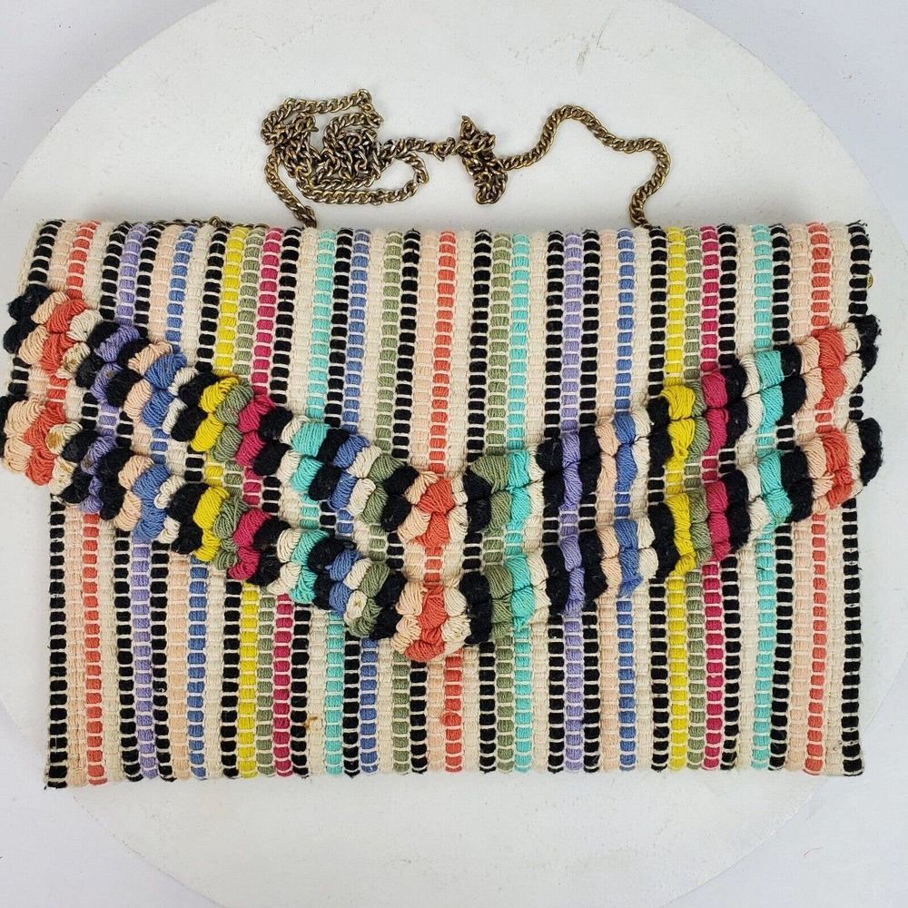 Vintage Sole Society Crossbody Purse Thatch Rug 11.5x8 Inch